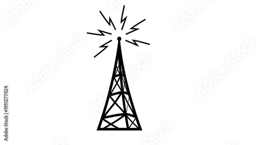 radio tower symbol, black isolated silhouette