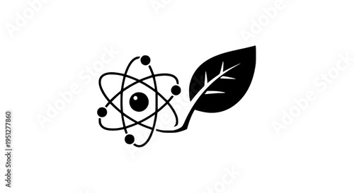 Illustration of atomic structure superimposed on a leaf, symbolizing the intersection of science and nature