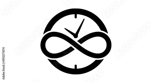 A profound graphic emblem illustrating the unbreakable bond between the ceaseless march of time and the infinite expanse of eternity, symbolizing continuous existence