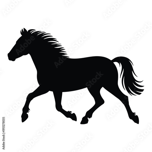 Pony trotting Vector, Silhouette, Illustration