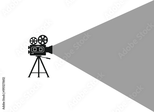 Video Camera Silhouette Icon, Camcorder Filming Equipment Vector, Movie Recording Camera Symbol, Black Minimal Isolated Design
