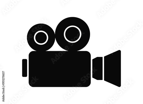 Video Camera Silhouette Icon, Camcorder Filming Equipment Vector, Movie Recording Camera Symbol, Black Minimal Isolated Design