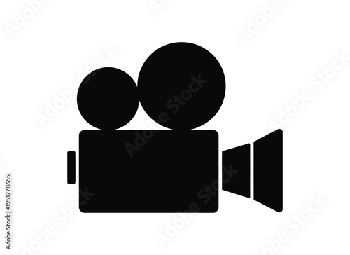 Video Camera Silhouette Icon, Camcorder Filming Equipment Vector, Movie Recording Camera Symbol, Black Minimal Isolated Design