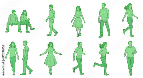 People CAD Drawings Top and Side View Set – Human Silhouette Vector for Architecture Floor Plans