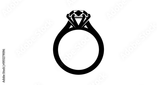 Black and White Diamond Ring Icon - Jewelry and Love Symbol