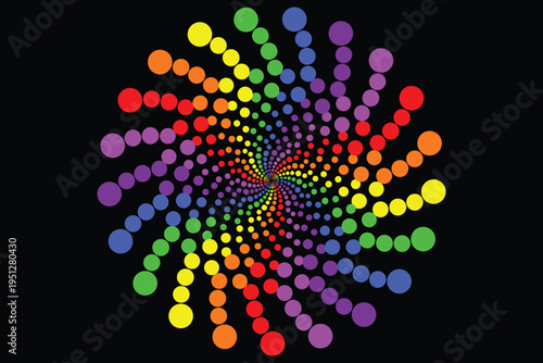 Colorful abstract swirl background with rainbow spiral pattern, bright vibrant wave design, psychedelic retro backdrop for banner, festive decoration, vivid twisted lines, dynamic optical illusion
