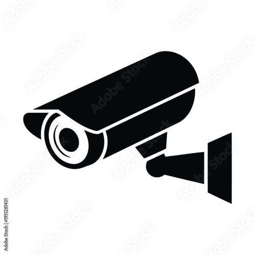 CCTV Security Camera Silhouette Icon, Surveillance Camera Vector, Monitoring System Symbol, Isolated Black Minimal Design