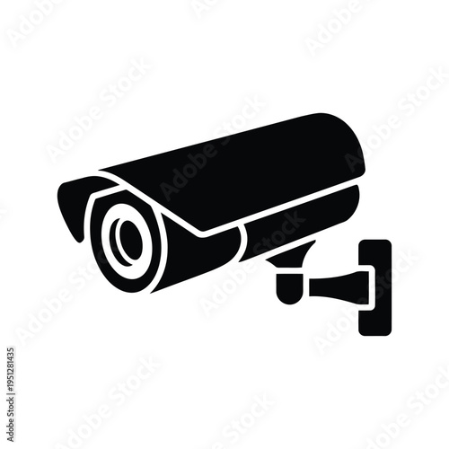 CCTV Security Camera Silhouette Icon, Surveillance Camera Vector, Monitoring System Symbol, Isolated Black Minimal Design
