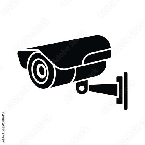 CCTV Security Camera Silhouette Icon, Surveillance Camera Vector, Monitoring System Symbol, Isolated Black Minimal Design