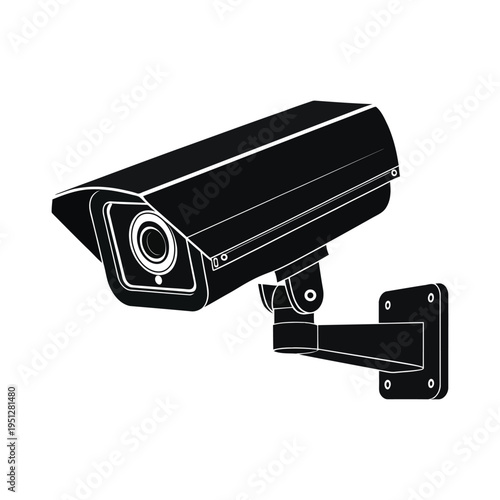 CCTV Security Camera Silhouette Icon, Surveillance Camera Vector, Monitoring System Symbol, Isolated Black Minimal Design