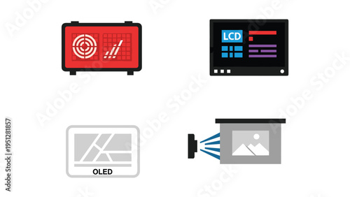 Collection of electronic devices displaying security and media functionalities