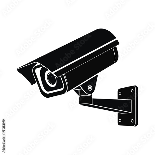 CCTV Security Camera Silhouette Icon, Surveillance Camera Vector, Monitoring System Symbol, Isolated Black Minimal Design
