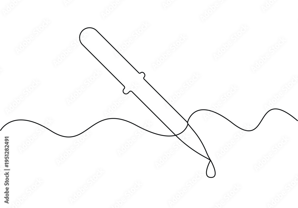 Fototapeta premium Continuous line drawing art of a laboratory pipette, a tool used in science for transferring small amounts of liquid vector illustration