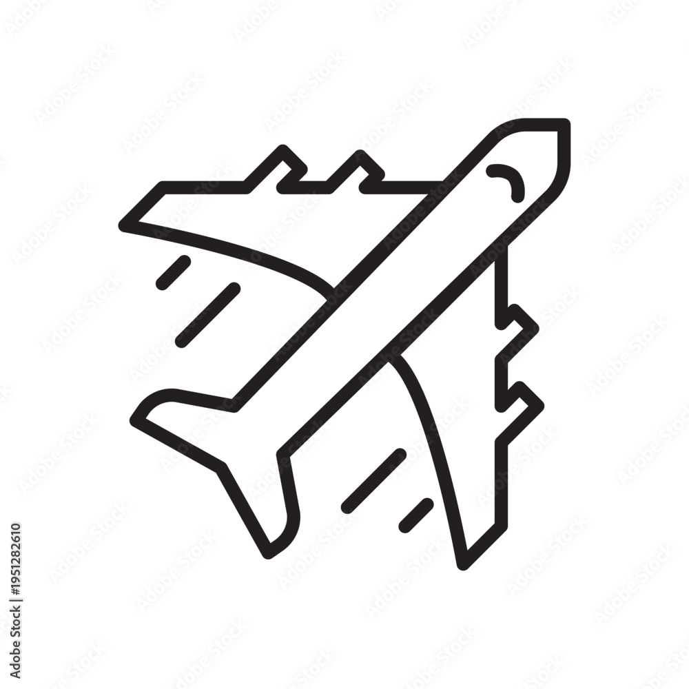 Obraz premium Minimal airplane line icon representing aviation travel, aircraft transportation and airline flights