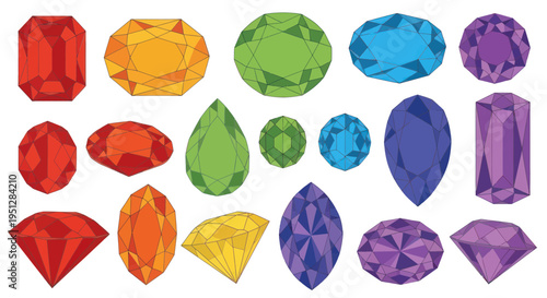 Vibrant Assortment of Colorful Gemstones, Jewels, and Diamonds