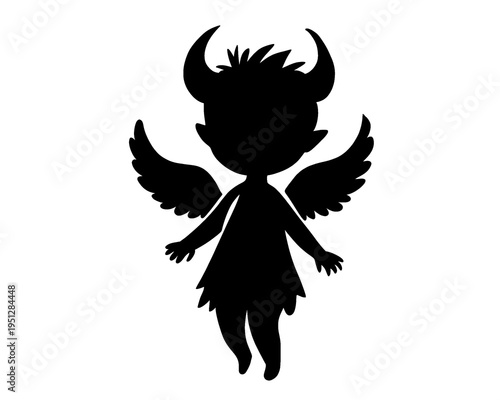 cartoon illustration of a female devil, vector illustration
