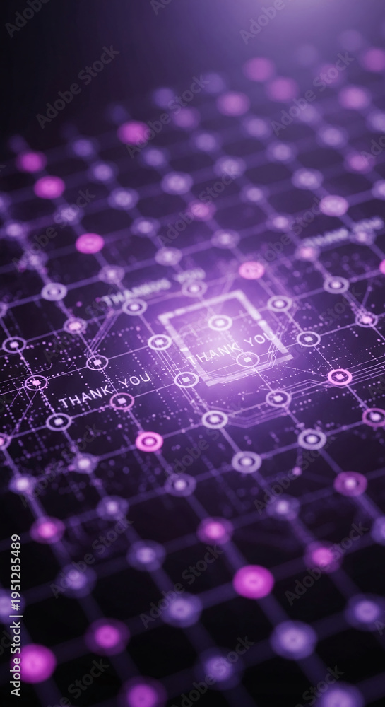 Obraz premium Close-up of a purple circuit board with connected dots forming a grid, featuring