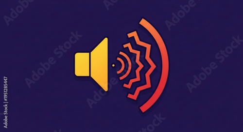 Sound wave icon with speaker on dark blue background symbolizing audio signal and communication concept