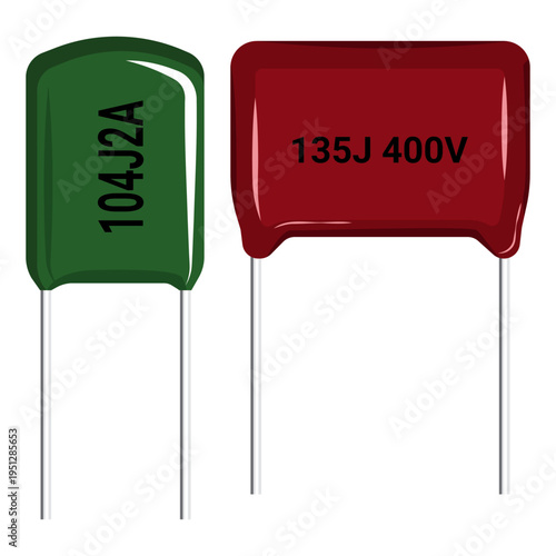 mylar capacitor, electronic component vector.