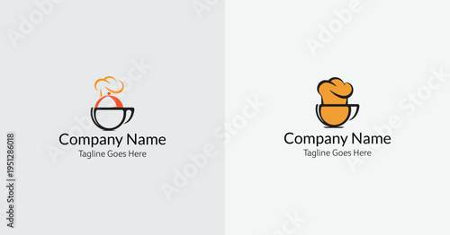 Chef Hat and Coffee Cup Logo Design Elements Representing Culinary Arts and Cafes, Isolated on Transparent Background