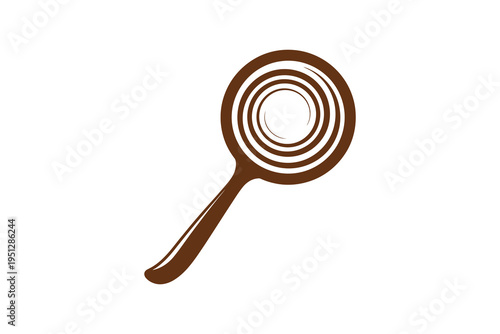 Brown spiral lollipop candy icon on white background, sweet treat symbol, chocolate flavored suckers, dessert illustration, confectionery design element, isolated sugary snack graphic