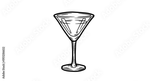 Martini glass line art, cocktail drink symbol, vector illustration