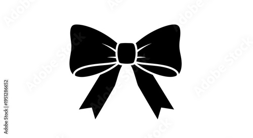 Black Silhouette Bow Tie Icon Vector, Graphic Design Element