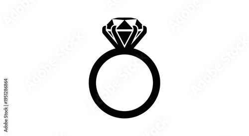 Black and White Diamond Engagement Ring Glyph Icon
