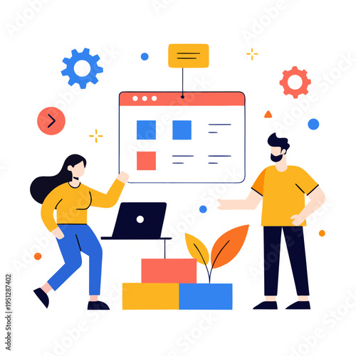 Tech Project Sprint Flat Vector Illustration