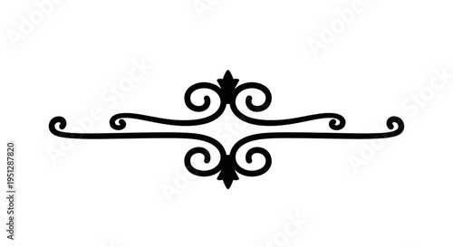 Ornate Swirl Flourish Decorative Element Black and White Vector Art