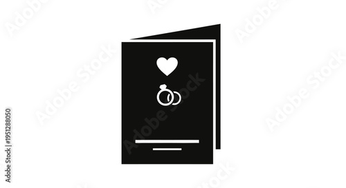 Wedding Invitation Icon - Black and White Glyph Art