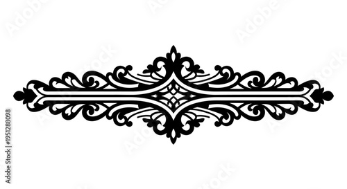 Black Ornament Swirl Scroll Divider Flourish Vector Element
