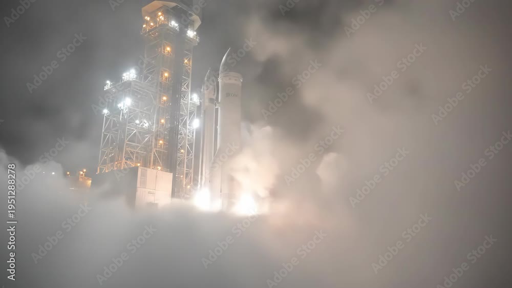 Rocket Sequence Rocket launch sequence showing ignition, smoke billowing, and liftoff ...