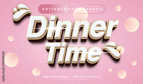 dinner time vector text effect with modern style design
