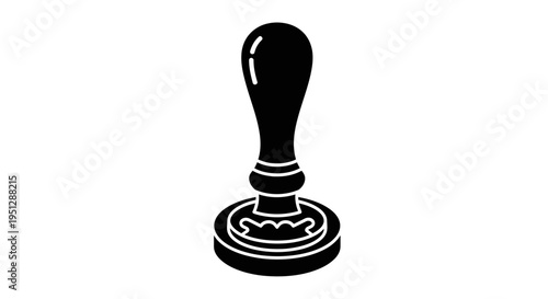 Black and White Glyph Icon of a Rubber Stamp on White Background