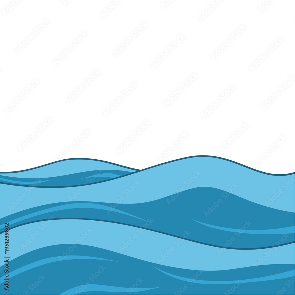 Fototapeta premium Illustration of blue ocean waves