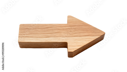 Isolated Wooden Arrow Pointing Right, Simple Natural Wood Grain Directional Signboard