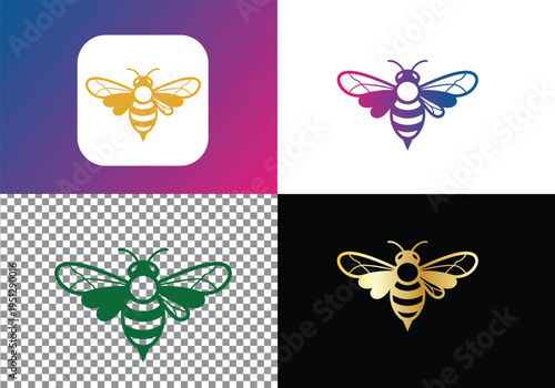 Stylized  Sweet Bee and Honey Logo Collection for Branding vector Editable design 