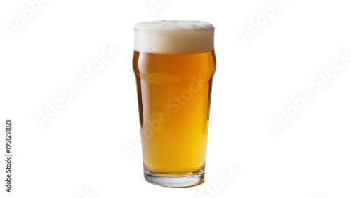 Valokuva Isolated refreshing golden lager beer with thick white foam in a classic pint gl