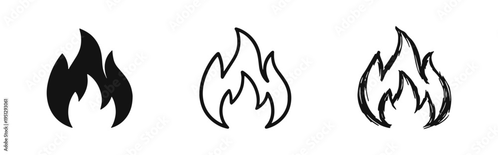 Obraz premium Flame and Fire Icon Set - Hot and Burning Symbol