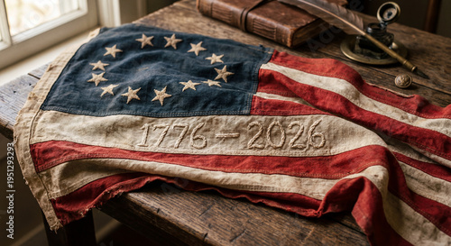 USA 250 vintage American flag with 1776 2026 embroidery