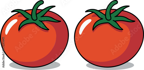 Red Tomato Cartoon Icon Set Fresh Organic Vegetable Food Illustration Simple Flat Farm Produce Vector Design Collection