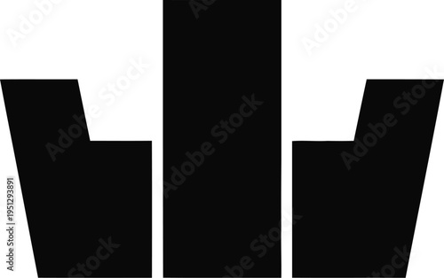 Black and white abstract symbol resembling a crown or throne