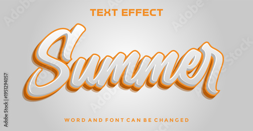 Summer 3D Text Effect with White Script Typography on Fresh Orange Background
