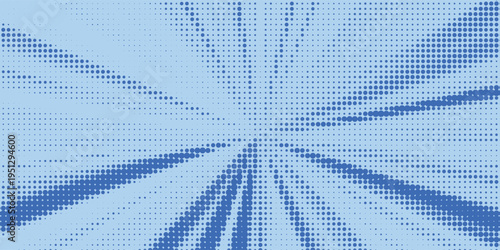 Anime explosion radiating bright blue energy beams outward from center. Comic style burst with dynamic motion  sharp rays on bright halftone background for manga battle scenes and superhero action.