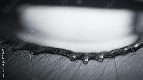 Close-Up of Water Splashing and Spreading on a Textured Surface in Slow Motion