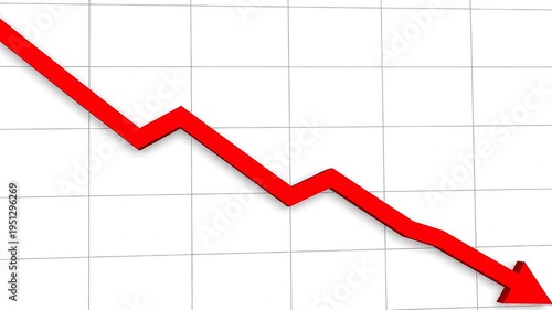 Downward trend graph on a grid background