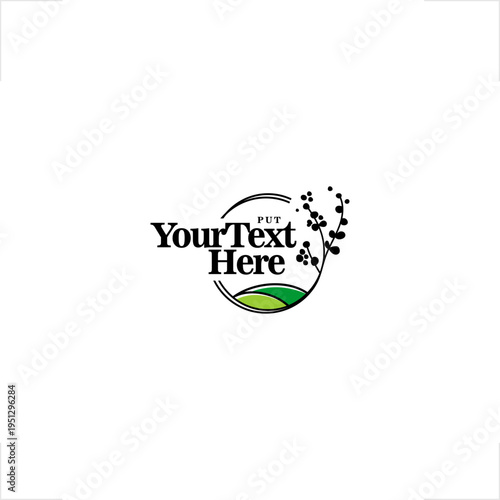 Niche: Sustainable botanical emblem. Industry: Organic agriculture and eco-tourism. Style: Modern minimalist line art. Use: Ideal for farm-to-table labels, herbal product packaging, green environment
