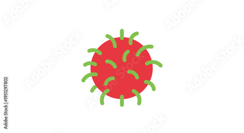 Spiky red virus or bacteria cell icon on white