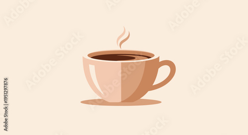 Steaming coffee cup isolated on light beige background